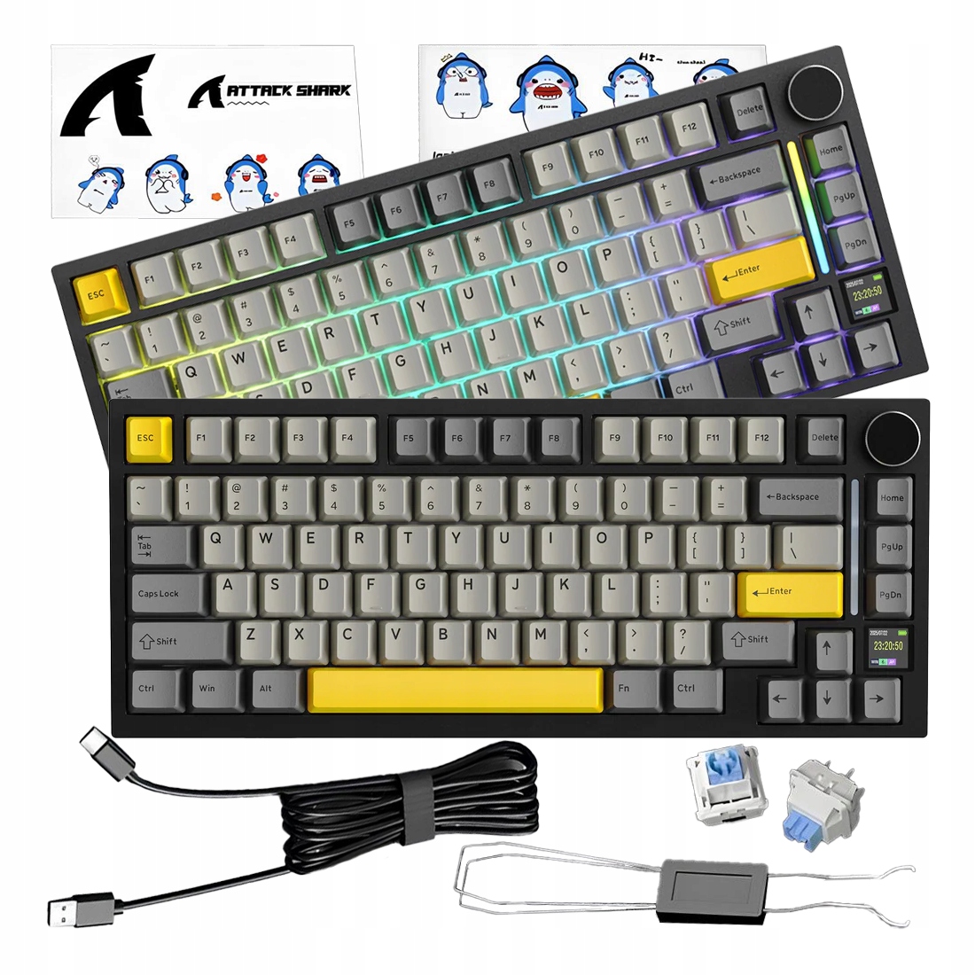 Klawiatura mechaniczna Attack Shark X820 ULTRA w kolorze Star Black z podświetleniem RGB.